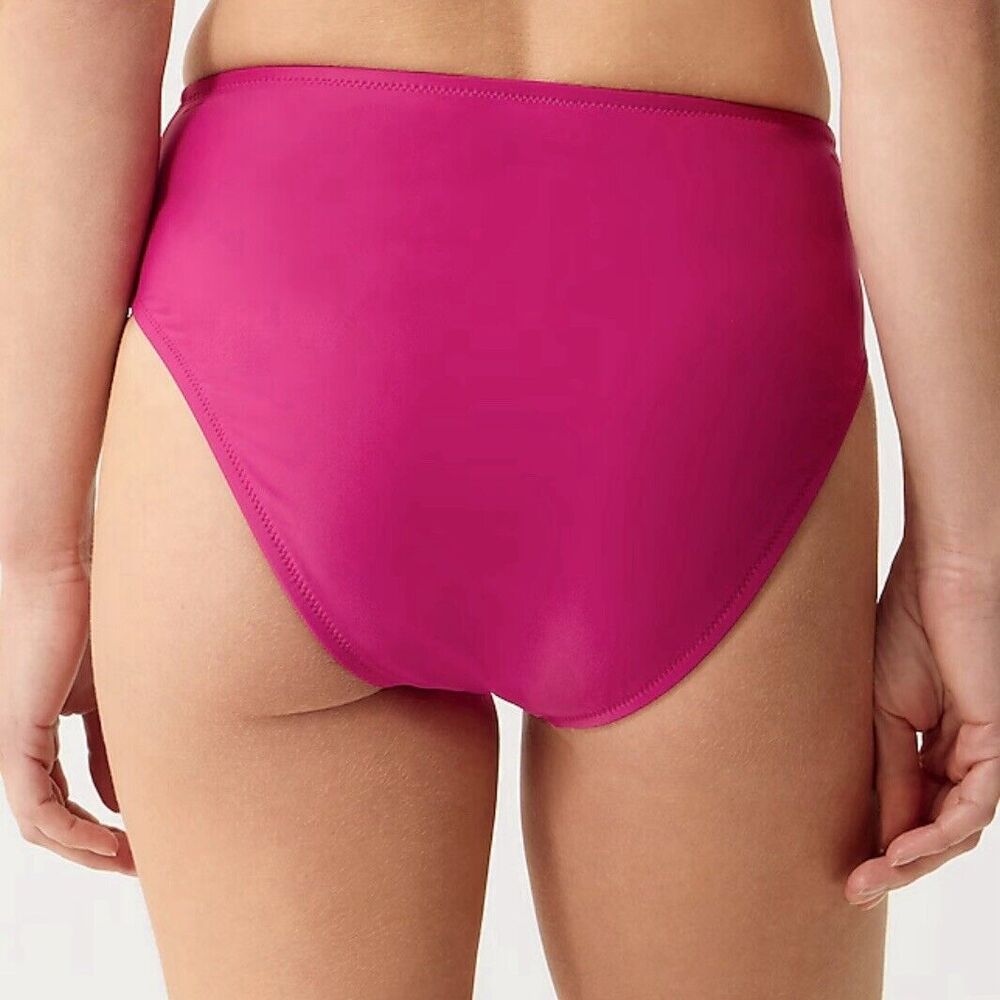 J Crew Hallie Bikini Bottom Fuchsia Pink Size Small BM642 High Rise Mid Cut Leg - Picture 2 of 7